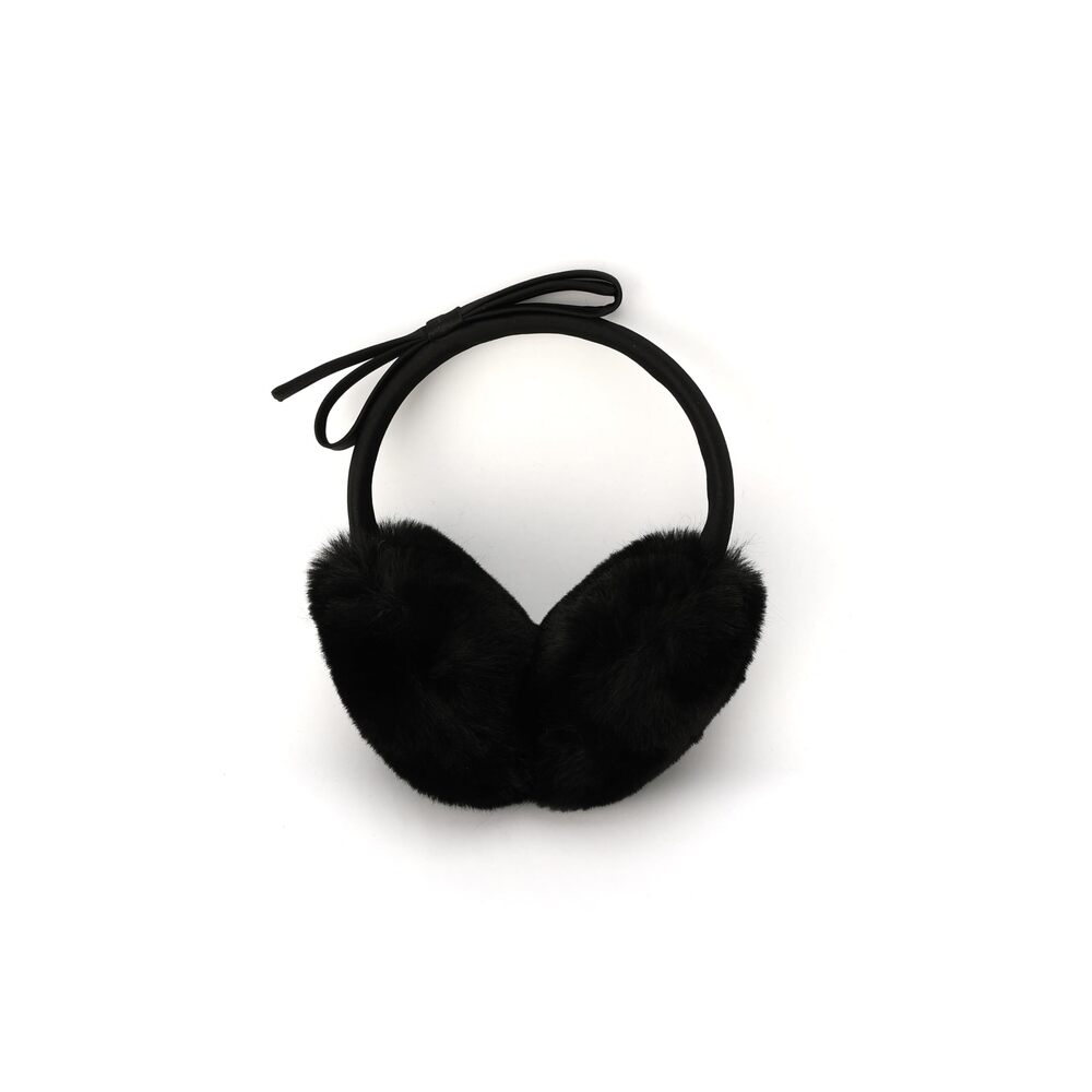 8249 Shoelace Bow Earmuffs, Winter Fashion Accessory For Women, Black, One